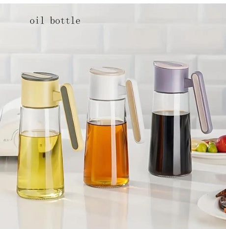 620ml High-Quality Glass Oil Dispenser – White & Mustard Yellow- Furaha Finds Kenya