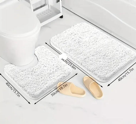 2-Piece Thick Microfibre Bathmat & Toilet Mat Set – Ultra Soft & Luxury Feel