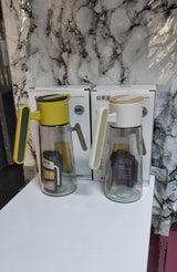620ml High-Quality Glass Oil Dispenser – White & Mustard Yellow- Furaha Finds Kenya