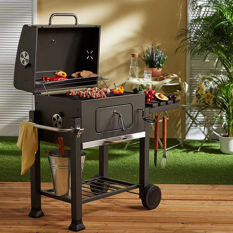 Portable Charcoal Trolley BBQ Grill Outdoor Garden Barbecue.- Furaha Finds Kenya