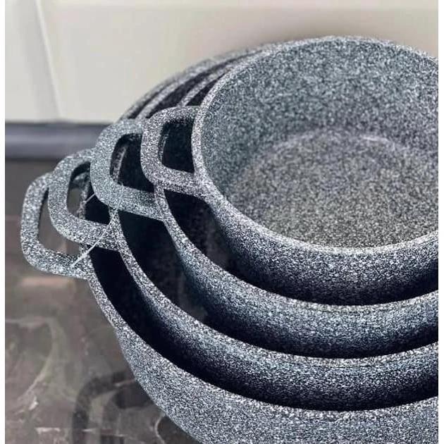 Edenberg 4 Piece Granite Cookware Set with Non Stick Ceramic Coating and Glass Lids Cookware Cookware & Bakeware