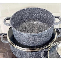 Edenberg 4 Piece Granite Cookware Set with Non Stick Ceramic Coating and Glass Lids Cookware Cookware & Bakeware