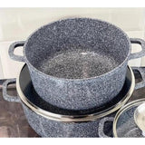 Edenberg 4 Piece Granite Cookware Set with Non Stick Ceramic Coating and Glass Lids