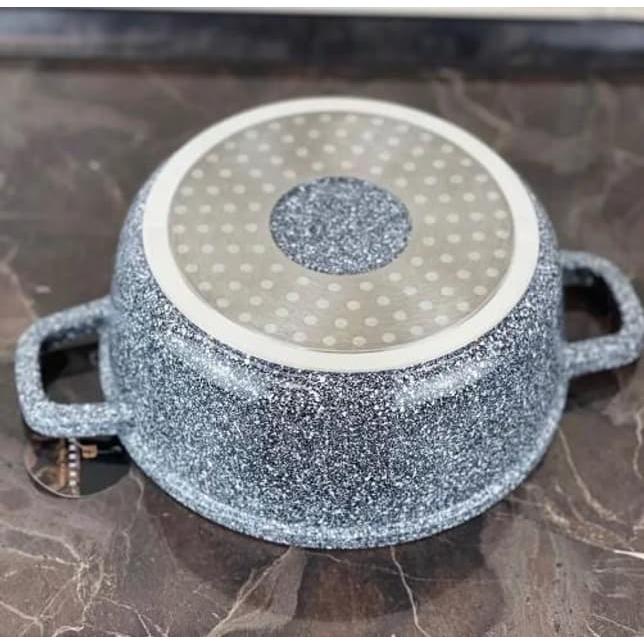 Edenberg 4 Piece Granite Cookware Set with Non Stick Ceramic Coating and Glass Lids