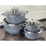 Edenberg 4 Piece Granite Cookware Set with Non Stick Ceramic Coating and Glass Lids