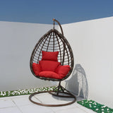 Egg Shaped Hanging Swing Chair with Cushion and Sturdy Stand