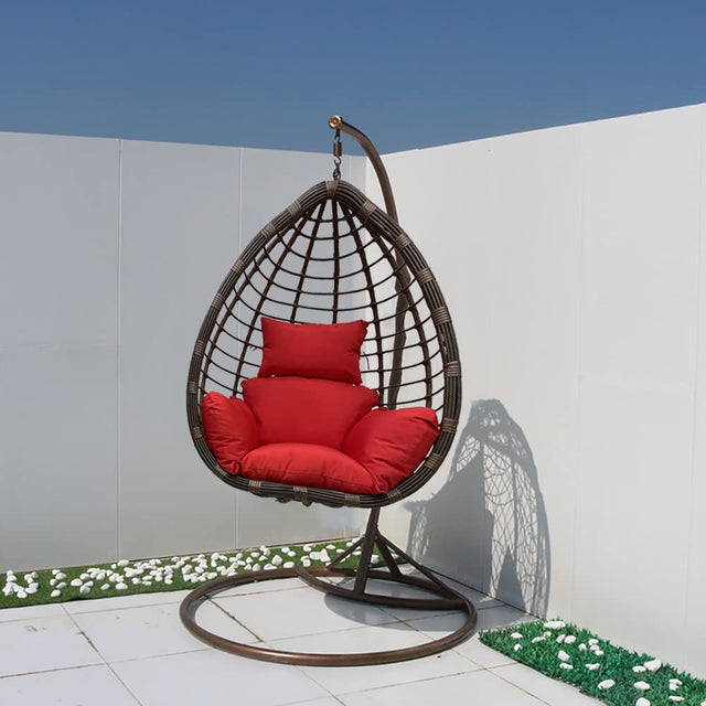 Egg Shaped Hanging Swing Chair with Cushion and Sturdy Stand