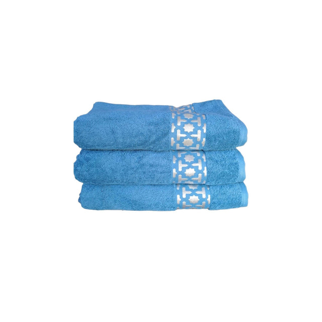 Egyptian Cotton Towels with Silver Arabesque Design | 150x90cm | Luxurious and Soft | Available in White, Grey, Purple, Beige, Blue