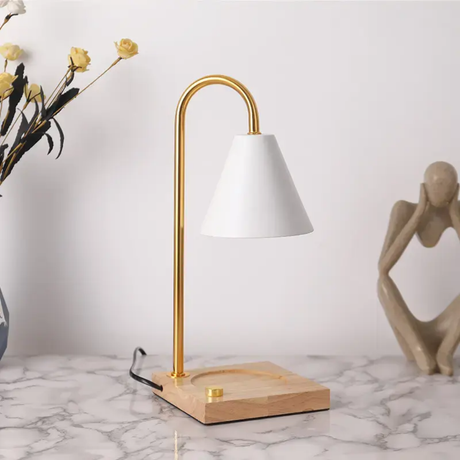 Electric Candle Warmers with Wooden Base Flameless Candle Melting Lamp with 2 Bulbs.