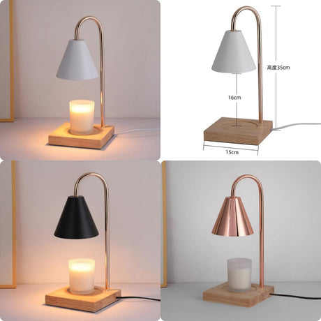 Electric Candle Warmers with Wooden Base Flameless Candle Melting Lamp with 2 Bulbs.