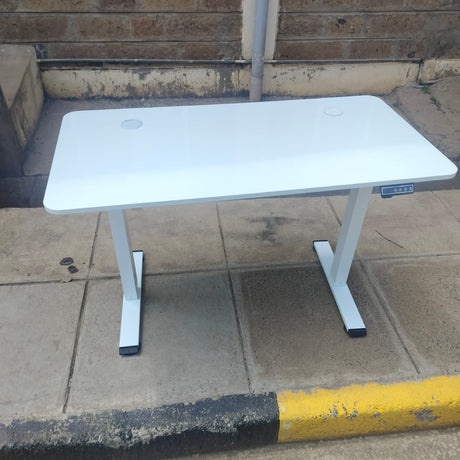 Electric Height Adjustable Desk White Motorized Sit-Stand Workstation with Digital Control Panel