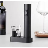Electric Wine Opener Set with Foil Cutter, Pourer & Stopper – Battery Operated with Base
