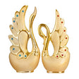 Elegant 2 Piece Swan Ornaments | Frosted Ceramic with Golden Accents