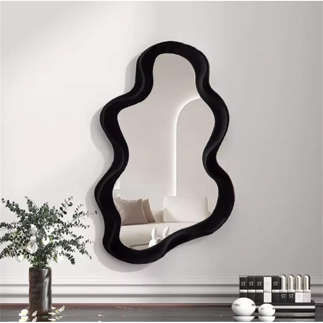 Elegant Curved Wall Mirror Black & Gold Frame