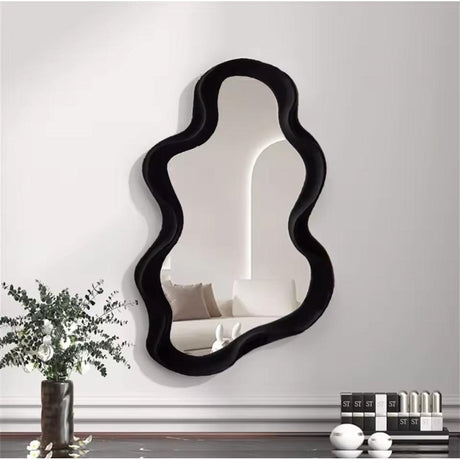 Elegant Curved Wall Mirror Black & Gold Frame