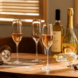 Elegant Gold Rim Clear Champagne Glasses