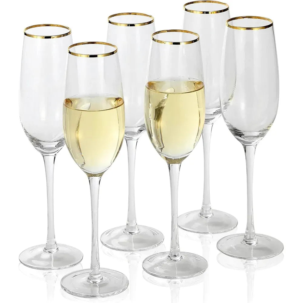 Elegant Gold Rim Clear Champagne Glasses