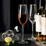 Elegant Gold Rim Clear Champagne Glasses