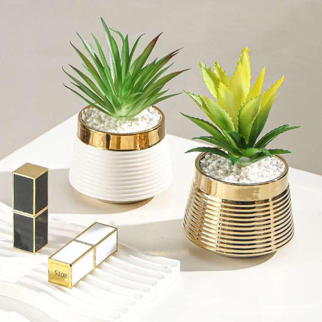 Elegant Indoor Outdoor Decor Vintage Ceramic Planter with Spring Garden Flower Living Room Office Decoration