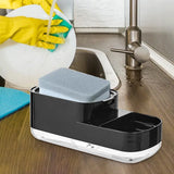 Elegant Nordic Style Soap Holder and Dispenser High Quality Plastic with Free Washing Sponge Black & White