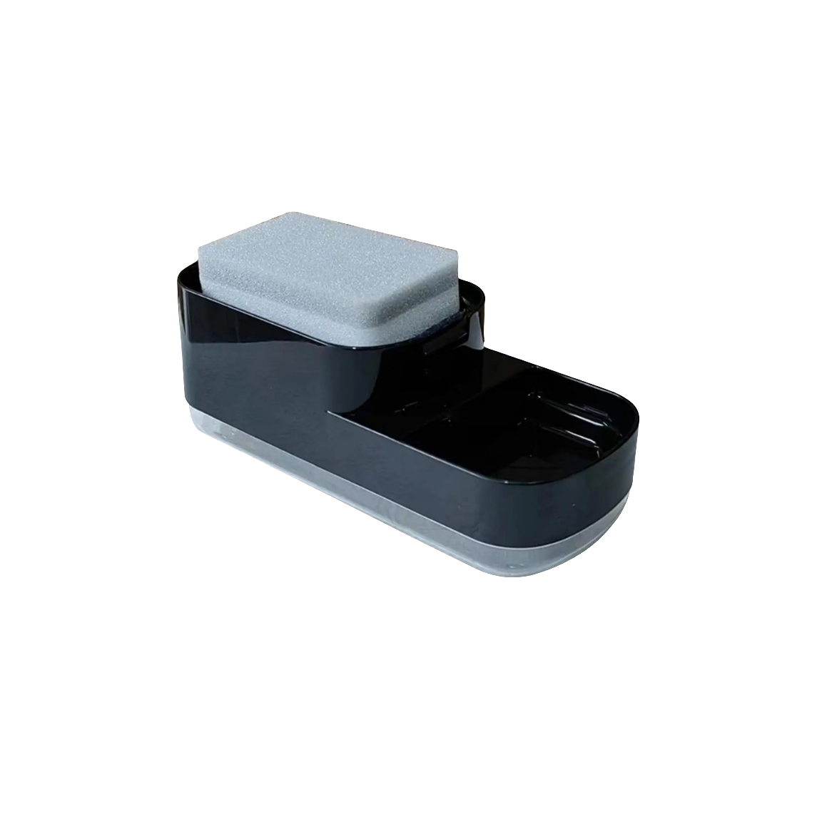 Elegant Nordic Style Soap Holder and Dispenser High Quality Plastic with Free Washing Sponge Black & White