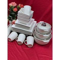 Elegant White Square Dinner Set 30Pcs Dinner set Dinnerware Sets