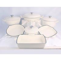 Enamel Cast Iron Cooking Pots Set with Frying Pan, Grill Pan and Baking Tray Cookware Cookware