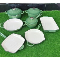 Enamel Cast Iron Cooking Pots Set with Frying Pan, Grill Pan and Baking Tray Cookware Cookware