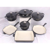 Enamel Cast Iron Cooking Pots Set with Frying Pan, Grill Pan and Baking Tray Cookware Cookware