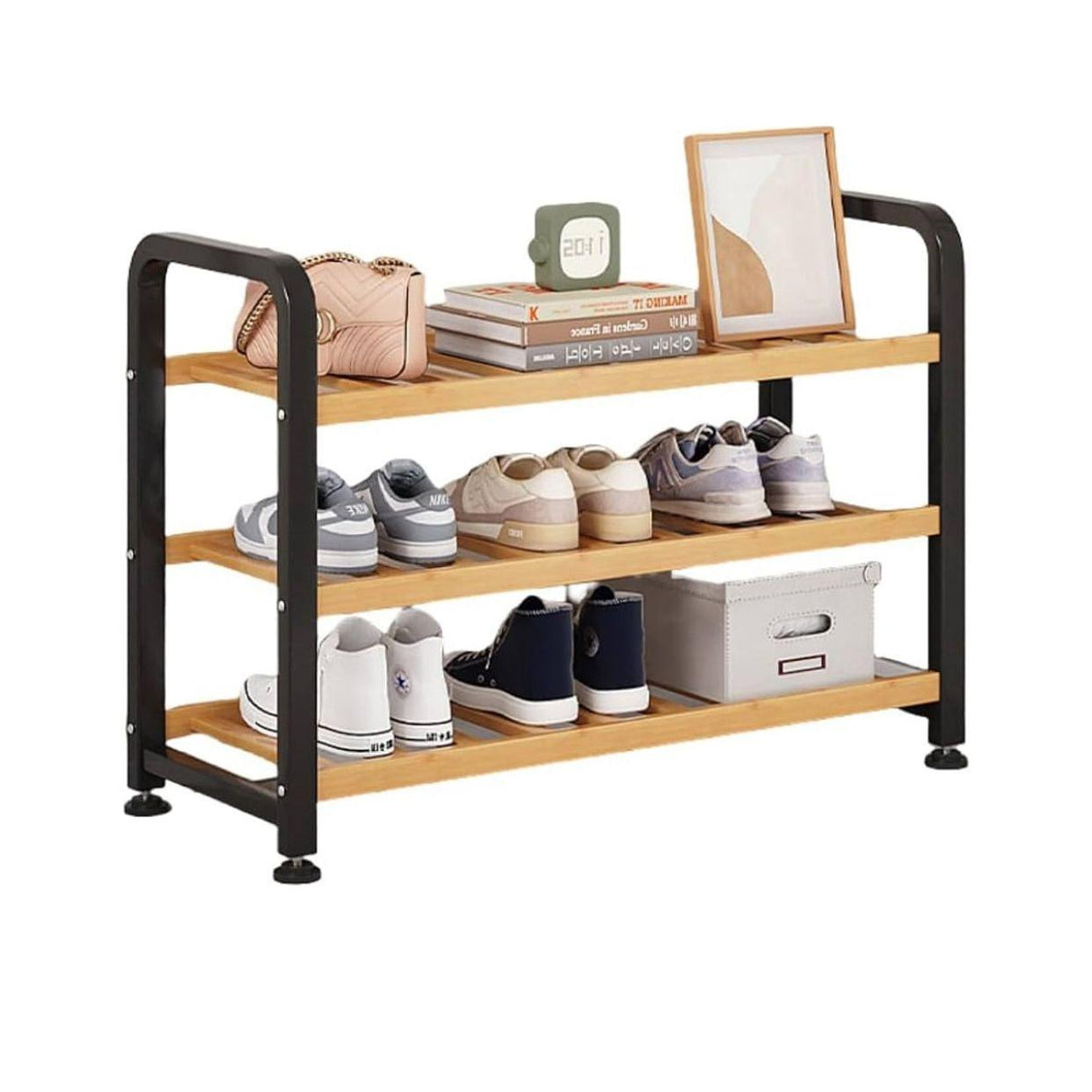 Entryway Shoe Rack Compact 3 Tier Organizer for Home and Hallway Storage