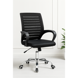 Ergonomic Black Mesh Office Chair with Chrome Base and Wheels