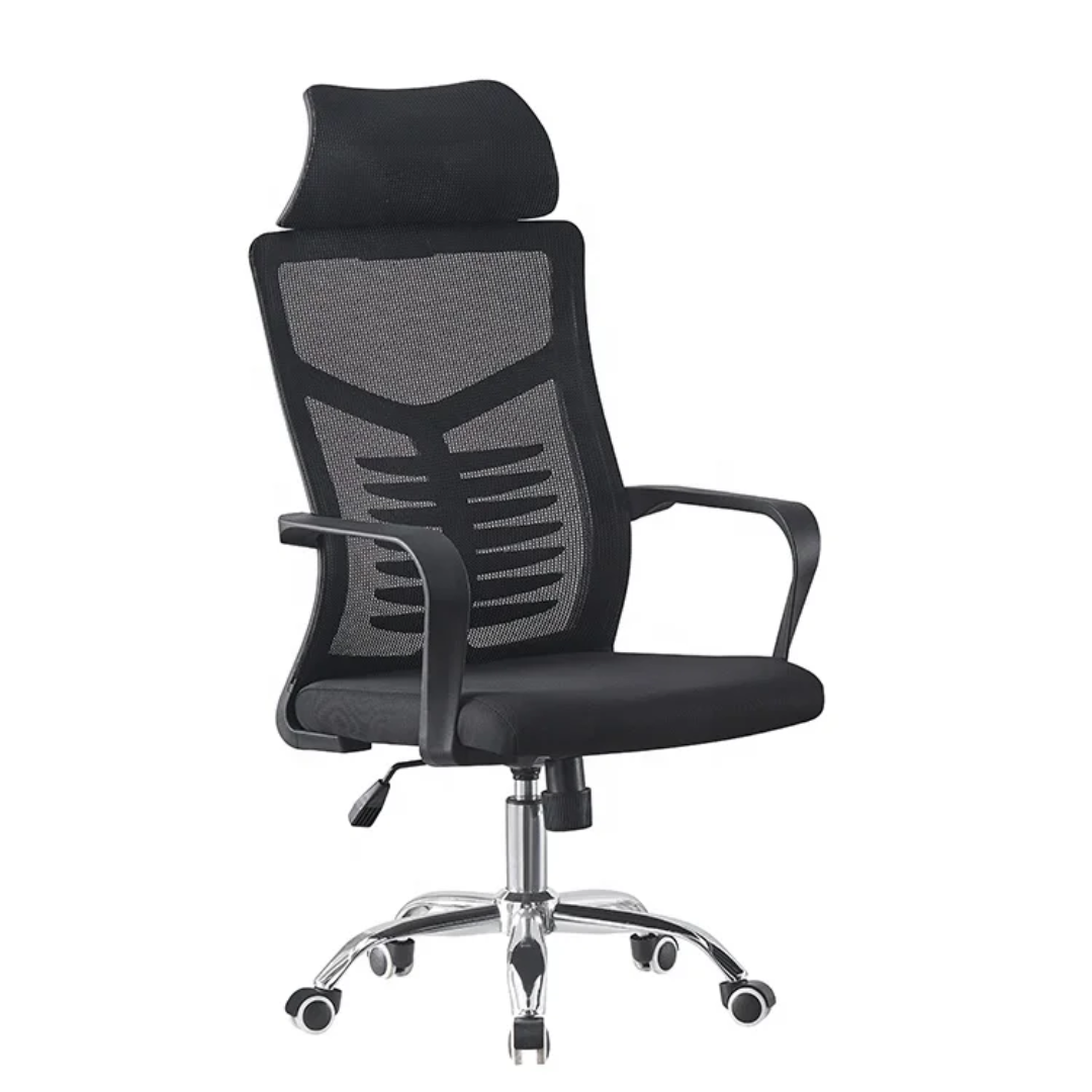 Ergonomic High-Back Mesh Office Chair with Adjustable Headrest and Chrome Base
