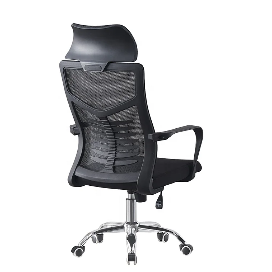Ergonomic High-Back Mesh Office Chair with Adjustable Headrest and Chrome Base