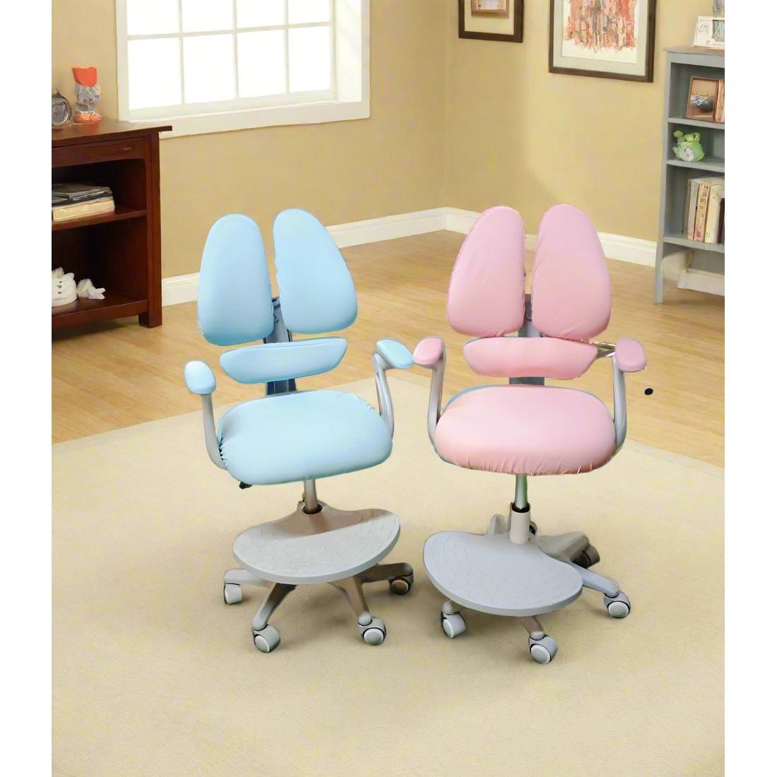 Ergonomic Kids Study Chairs | Adjustable Back Support and Footrest, Swivel Chairs in Pink and Blue | Ideal for Study Rooms, Bedrooms,Home Learning Spaces