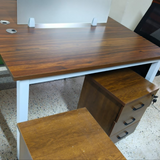 Executive 2 Person Office Workstation Desk with Lockable Drawers & Privacy Divider