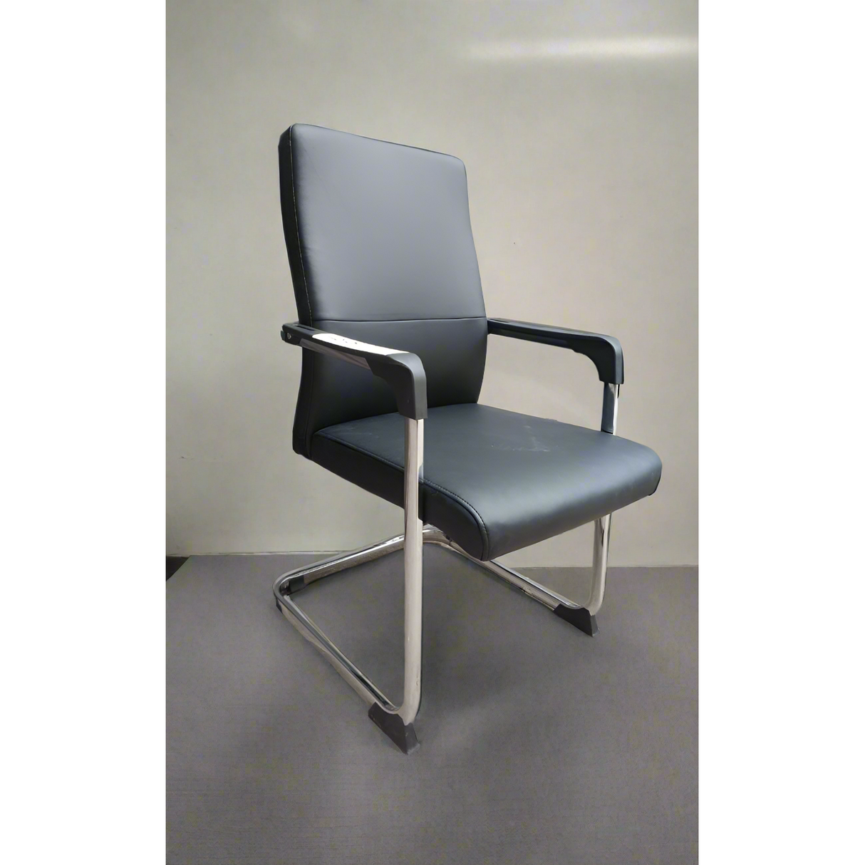 Executive Leather Office Visitor Chair with Sturdy Chrome Base