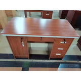 Executive Office Desk Lockable Wooden Workstation with Side Cabinets & Drawers