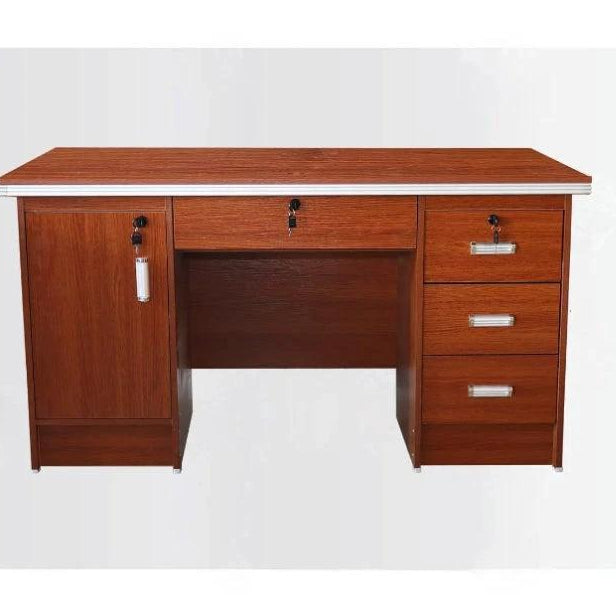 Executive Office Desk Lockable Wooden Workstation with Side Cabinets & Drawers Office Furniture