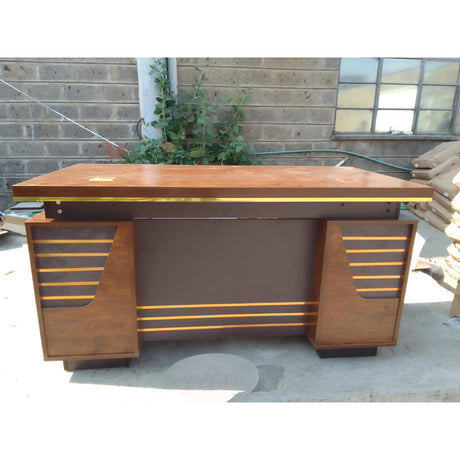 Executive Office Desk with Gold Trim and Storage Drawer