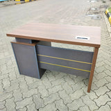 Executive Wooden Office Desk 3-Drawer Lockable Cabinet with Sleek Walnut Finish Desks