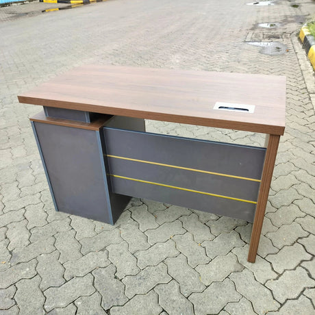 Executive Wooden Office Desk 3-Drawer Lockable Cabinet with Sleek Walnut Finish Desks