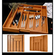 Expandable Bamboo Cutlery Organizer Adjustable Drawer Storage