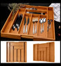 Expandable Bamboo Cutlery Organizer Adjustable Drawer Storage