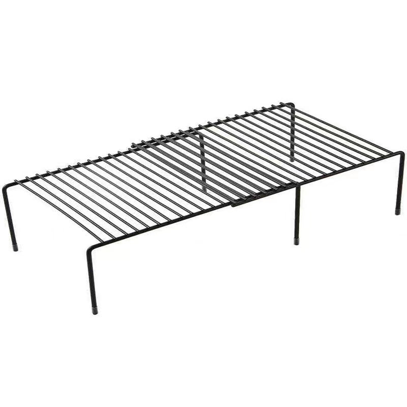 Expandable Metallic Shelf Raiser Retractable Iron Storage Rack (Black/White)