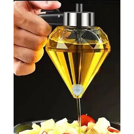 Exquisite Diamond Glass Honey Oil Dispenser Drip Free 200ml Capacity for Olive Oil Honey Vinegar & Condiments