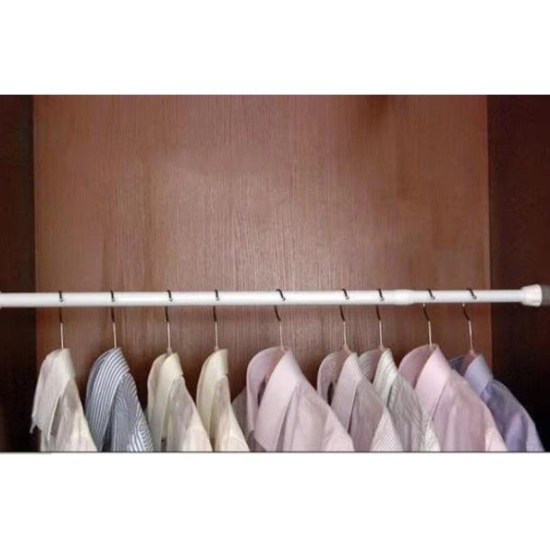 Extendible Tension Rod 167cm Adjustable Spring Loaded Rod Punch Free with Hooks