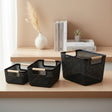 Extra-Large Mesh Plastic Storage Baskets with Bamboo Handles Home organizer Household Storage Containers