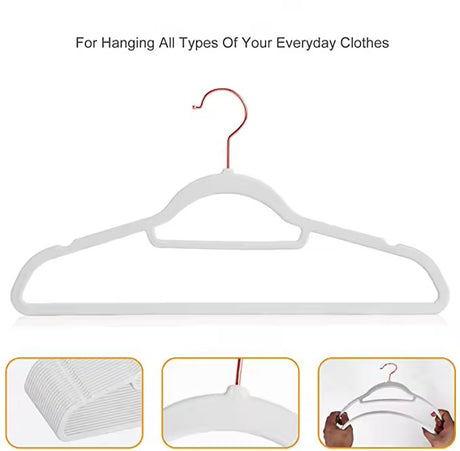 Luxury Velvet Anti-Slip Hangers – 10pcs | Premium Rose Gold Hook | Black or White
