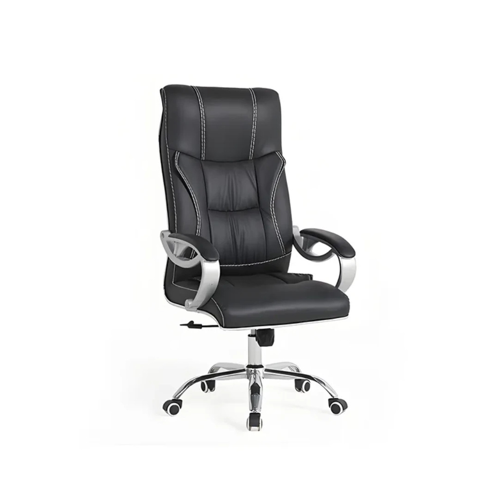 F226-1 Executive Leather Office Chair Ergonomic Design with Padded Armrests & Chrome Base Office Furniture