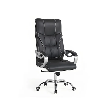 F226-1 Executive Leather Office Chair Ergonomic Design with Padded Armrests & Chrome Base